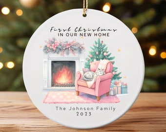 First Christmas in New Home Ornament, Personalized Family Christmas Ornament, Wedding Ornament, First House, Married Ornament