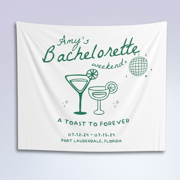 Custom Bachelorette Party Tapestry Banner: 'A Toast to Forever' Decor