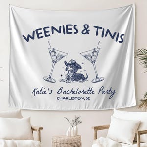 Weenies and Tinis Bachelorette Party Tapestry: Dachshund Bridal Decor