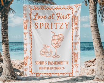 Love at First Spritzy Bachelorette Party Banner: Custom Bridal Shower Decor, Aperol Spritz Backdrop