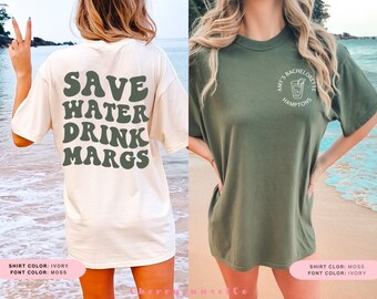 Save Water Drink Margs Bachelorette Party Shirt Personalized Beach Bridal Party Shirt Bridesmaid Shirt Retro Bride Shirt Margs and Matrimony