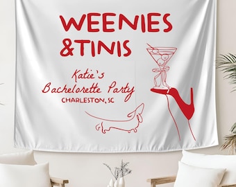 Dachshund Bachelorette Party Tapestry: Weenies and Tinis Banner