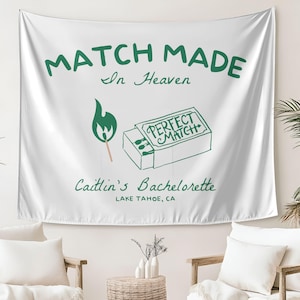 Personalized Bachelorette Tapestry: Match Made in Heaven Bridal Decor