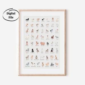 Herunterladbare Hunderassen Print - Digitale Datei, druckbare Hundewandkunst, Hunderassen Poster, Hundeliebhaber Geschenk, Tierliebhaber, Haustierdruck, Hund Poster