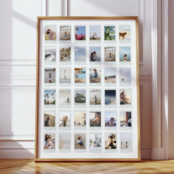 36 Photos - Personalized Photo Collage Print - Polaroid Style - Custom Family Pictures Poster Board