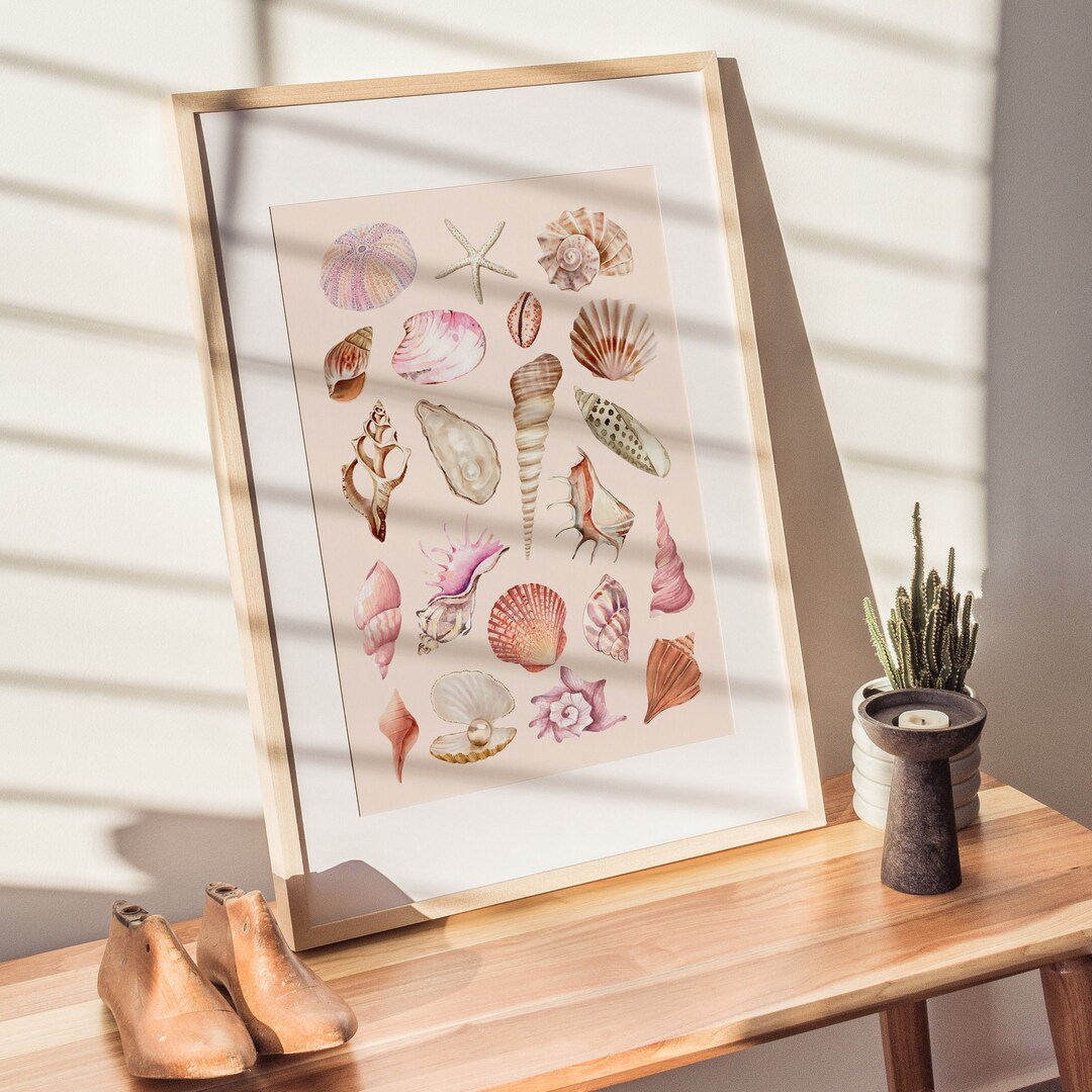 Digital Download Watercolor Seashell Print, Seashell Wall Art, Nautical Decor, Coastal Cowgirl ...
