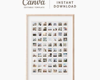 70 foton - Redigerbar fotokollage Canva-mall - polaroidtryck - utskrivbar - omedelbar nedladdning #2