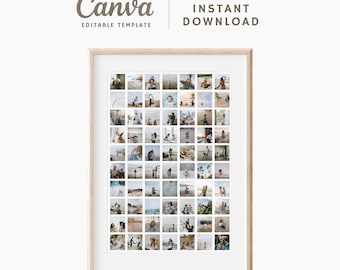 70 foton - Anpassad fotokollage Canva-mall - personlig familjekonst - Posterstorlek