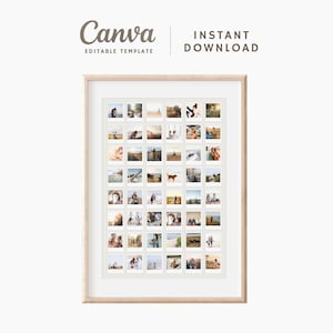 Custom Polaroid Photo Collage Digital Canva Template - 30 Picture Print