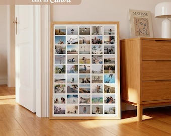 45 foto's: fotocollage, canvassjabloon, lay-out, afdruk, fotolijstraster, jaaroverzichtposter, wanddecoratie