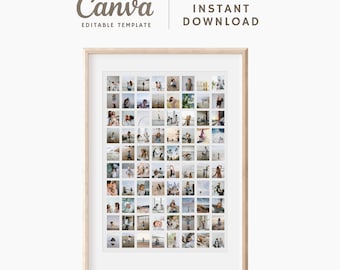 80 foto's: bewerkbare canva-fotocollagesjabloon - doe-het-zelfposter met fotolijst