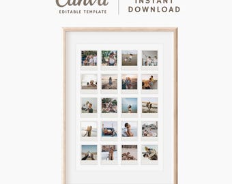 20 Picture Print - DIY Polaroid Photo Collage Canva Template - Digital Download Print