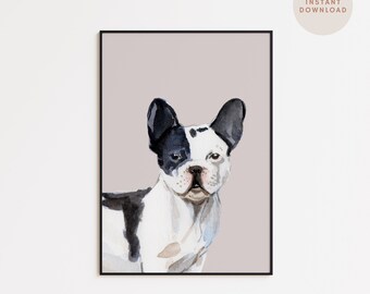 Digital Download Watercolor French Bulldog Print, Animal Print,  Wall decor, Printable French Bulldog Art, French Bulldog Gifts, Dog Poster