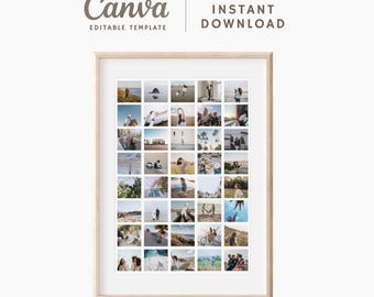 40 Photos - DIY Canva Photo Collage Template Layout - Multi Picture Grid Frame