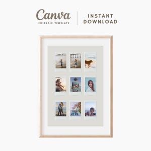 Personalized Polaroid Photo Collage Canva Template, Custom Photo print, Picture Collage Poster, Aesthetic Photo Display Home Decor Gift.