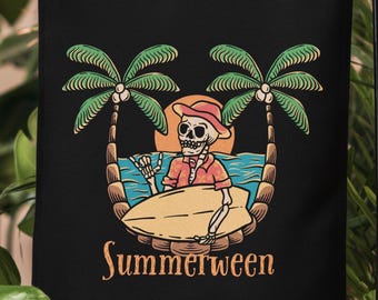 Summerween Skeleton Garden flag, Gothic Summer Skeleton Garden Flag, Halloween Garden Decor, Gothic Garden Flag