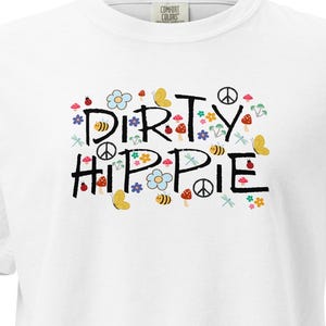 Dirty Hippie Boho Graphic printed Women’s Cropped Boxy Tee Shirt, Witchy Cotton T, T Shirt, Boxy Crop Top, Oversized Mid Length Tee