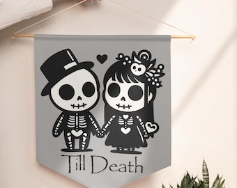 Skeleton Gothic Couple Pennant Banner, Halloween Wedding Decor