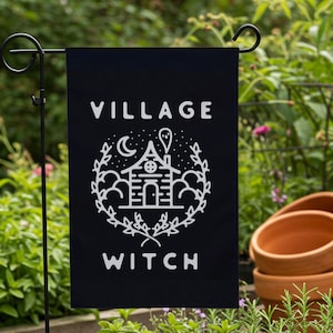 Village Witch Garden Flag, Witchy Halloween Small Flag