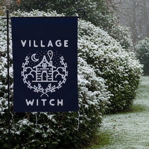 Village Witch Garden Flag, Witchy Halloween Small Flag