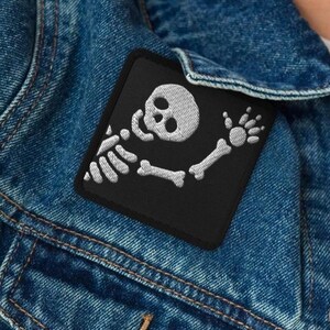 Friendly Waving Skeleton Embroidered Patch