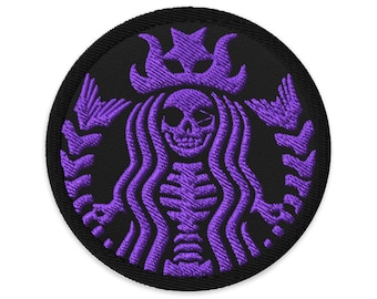 Purple Mermaid Skeleton Embroidered patch