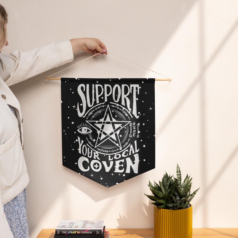 Support Your Local Coven Witchy Halloween Pennant Wall Hanging - Etsy