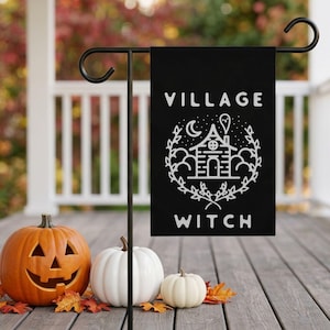 Village Witch Garden Flag, Witchy Halloween Small Flag