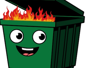 Dumpster Fire Cartoon Graphic: JPG PNG Clipart (Digital Download)