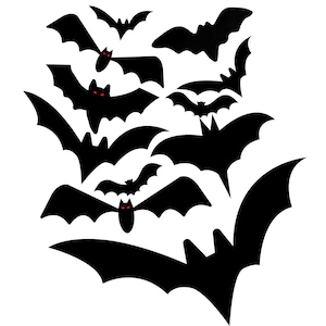 Bats Clipart: Gothic Halloween Bats Graphic (PNG JPG Digital Download)