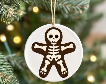 Gingerbread Skeleton Ceramic Christmas Ornament