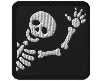 Friendly Waving Skeleton Embroidered Patch