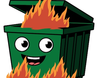 Dumpster Fire Cartoon Graphic: JPG PNG Clipart (Digital Download)