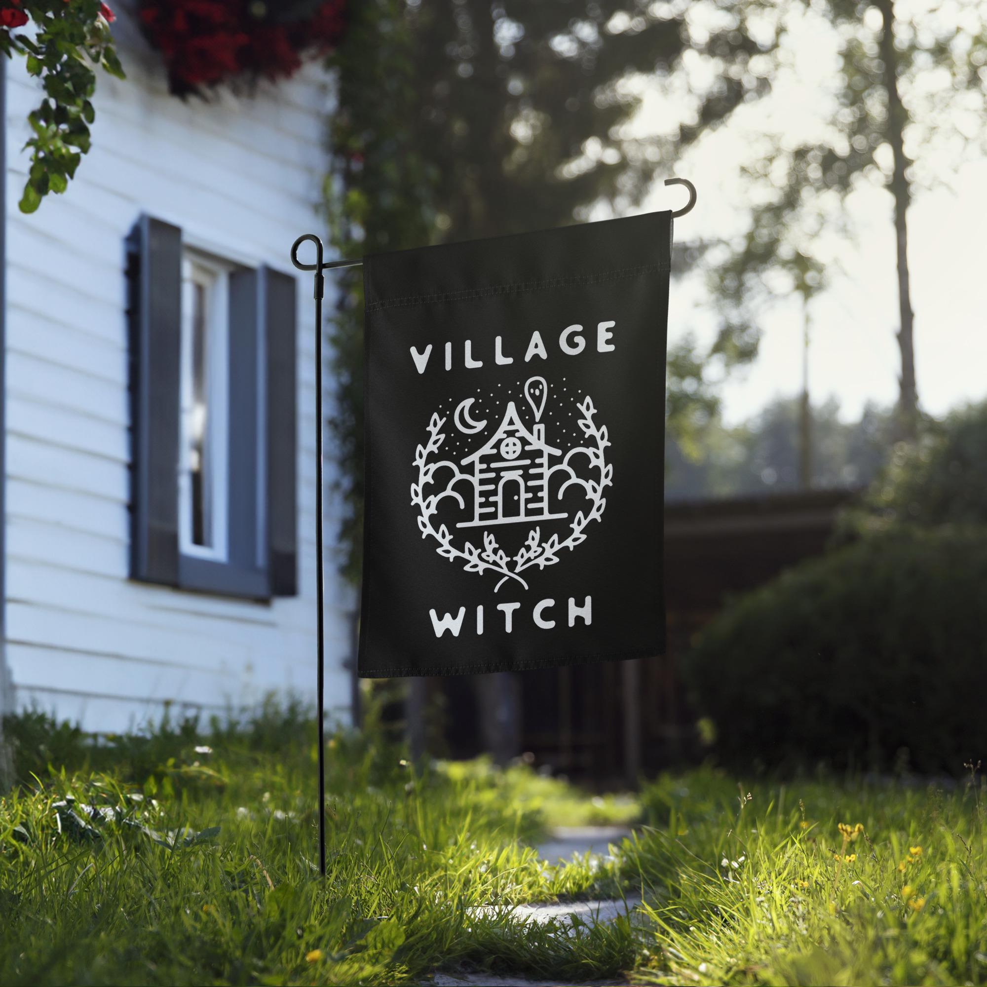 Village Witch Graphic Garden flag, Witchy Summer Garden Flag, Halloween Garden Decor, Witch Aesthetic Garden Flag