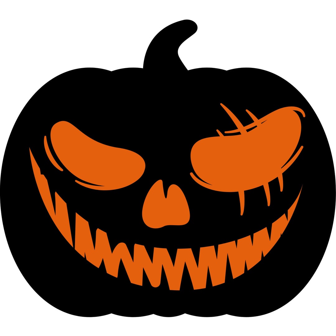 Scary Jack O Lantern Clipart: Halloween Pumpkin Face Graphic (PNG, JPG ...