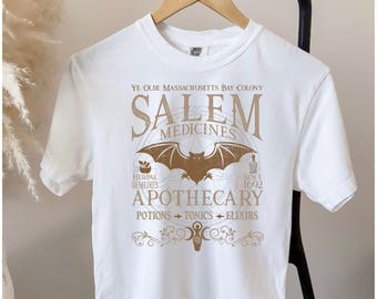 Salem Apothecary Cropped Boxy Tee, Witchy Halloween Graphic T Shirt