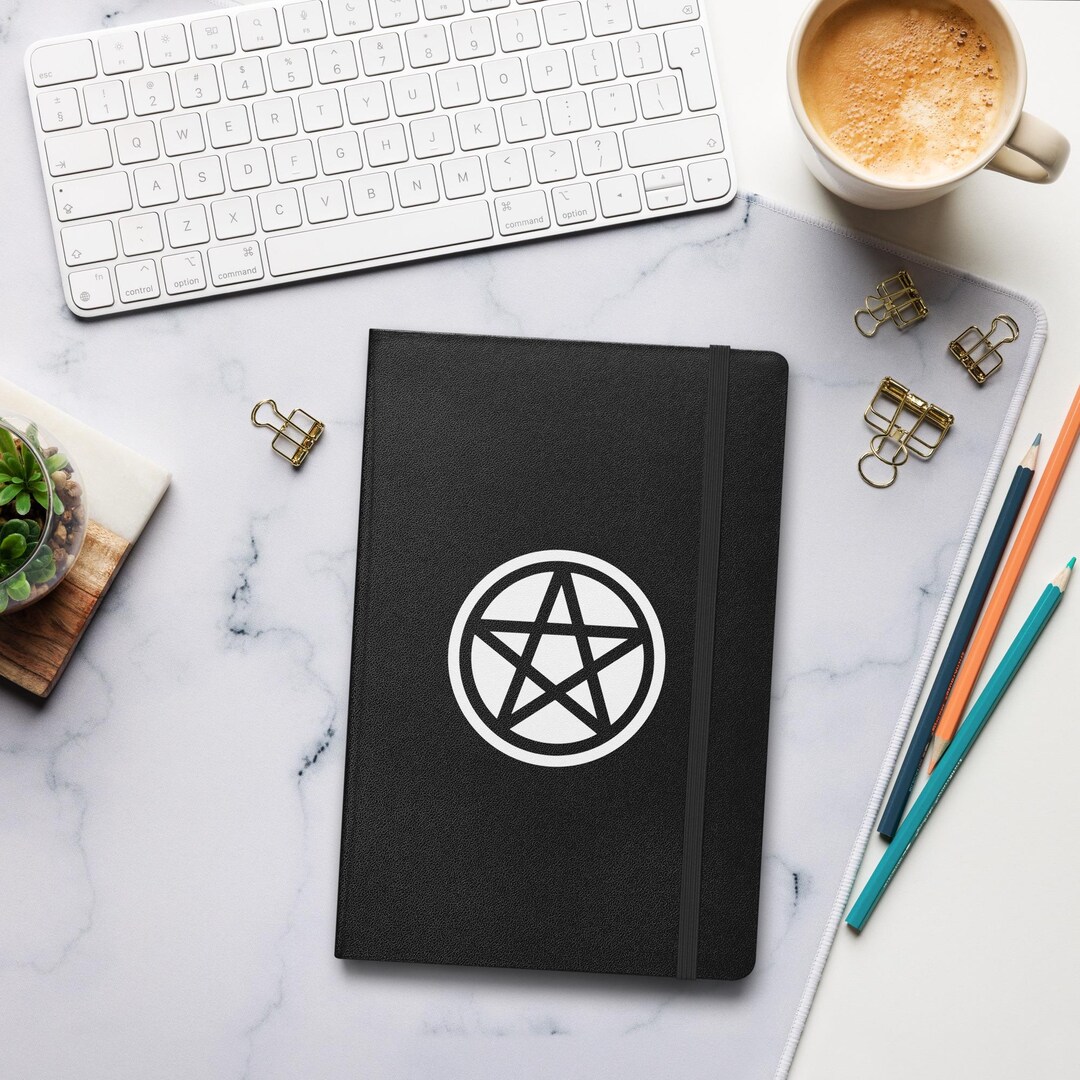 Pentacle Pentagram Graphic Hardcover Bound Notebook, Witchy Grimoire ...