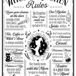 Witches Kitchen Rules PNG JPG Graphic, Kitchen Witch Digital Download Graphic, Witches Kitchen Sign Graphic, Halloween Sign Graphic Clipart