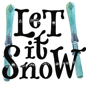 Let It Snow Ski Graphic: Christmas Skier Clipart (Digital Download)
