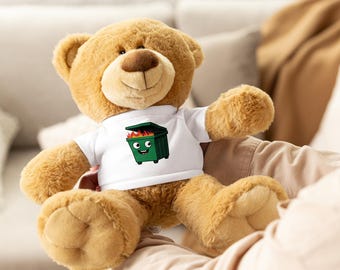 Dumpster Fire Graphic Tee Shirt Teddy Bear, Sarcastic Funny Plush
