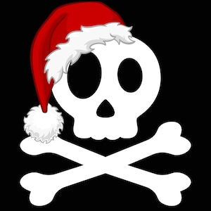 Santa Skull and Crossbones PNG, Skull Santa Clip Art Clipart, Skully Santa Christmas Skull jpg png, Digital Download Christmas Santa Skull