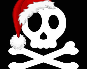 Santa Skull & Crossbones Graphic: Christmas Clipart (PNG, JPG Digital Download)