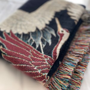 Woven Cotton Throw Blanket, Woven Vintage Art Tapestry, Fringed Wall Hanging, Picnic Blanket, Gift For Cotton Anniversary, Beach Blanket 2