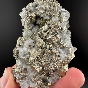 Raw Pyrite Cluster with Quartz & UV Fluorite - Huanzala Mine, Peru