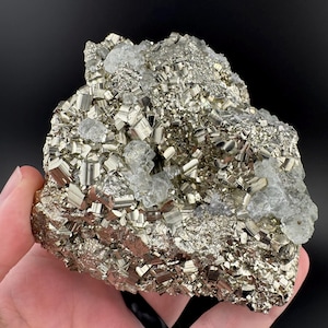 Raw Pyrite Cluster with Quartz - Huanzala Mine, Peru
