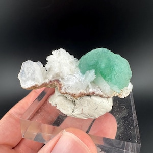 Green Apophyllite with Stilbite Crystal, Healing Mineral, Natural Apophyllite, Chakra, Emotional Healing, Ahmadnagar, India, Fine Minerals