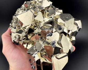 Octahedral Pyrite with Galena: Huanzala Mine, Peru
