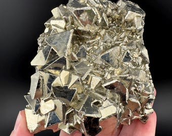 Lustrous Octahedral Pyrite Cluster: Huanzala Mine, Peru