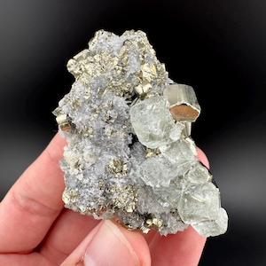 Raw Pyrite Cluster with Quartz & UV Fluorite - Huanzala Mine Peru