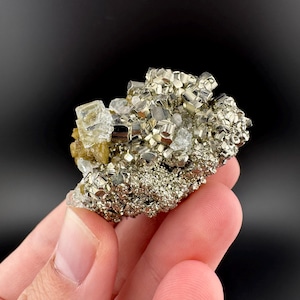 Pyrite, Pyrite Cube, Fluorite, Quartz, Pyrite Cluster, UV Fluorite, Natural Pyrite, Raw Pyrite, Pyrite with Quartz, Home Decor, Gifts
